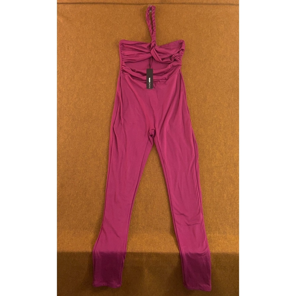 Fashion Nova Womens Size Large Fitted Magenta Summer Skies Jumpsuit NWT *Flaw